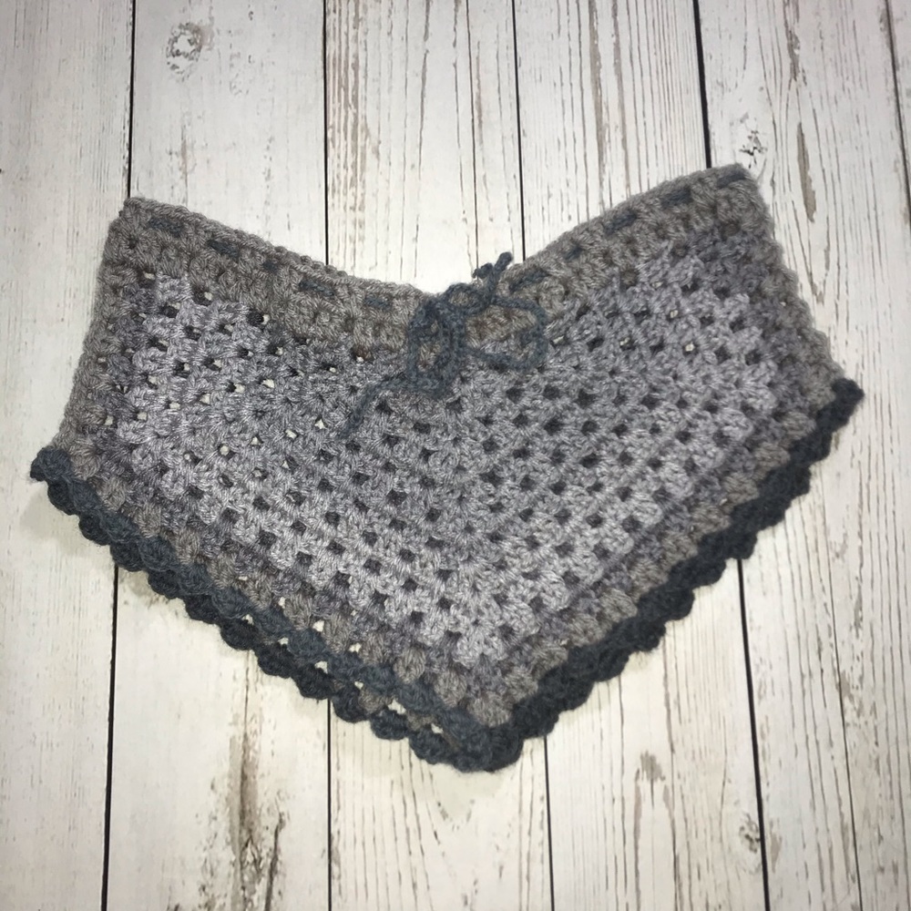 Boho Gray Granny Square Cheeky Shorts S/M